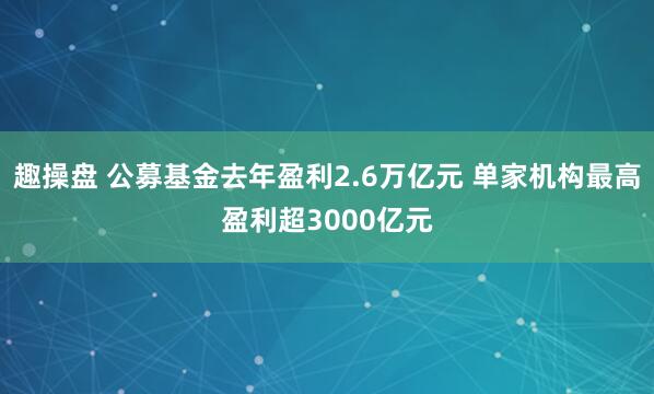 趣操盘 公募基金去年盈利2.6万亿元 单家机构最高盈利超3000亿元
